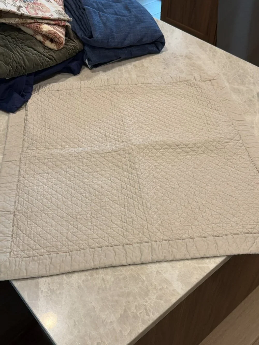 Ralph Lauren Home Taupe Quilted Euro Sham Cotton Diamond Stitch Pillow Cover